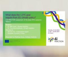 4i-TRACTION webinar: What does the 1.5°C goal require from EU climate policy?